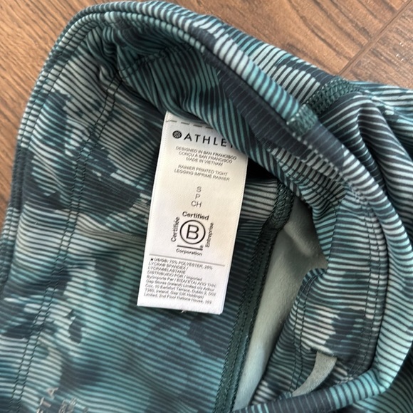 NWOT Athleta Printed Rainer Tights Small Green Floral Lined Drawstring - Picture 3 of 6
